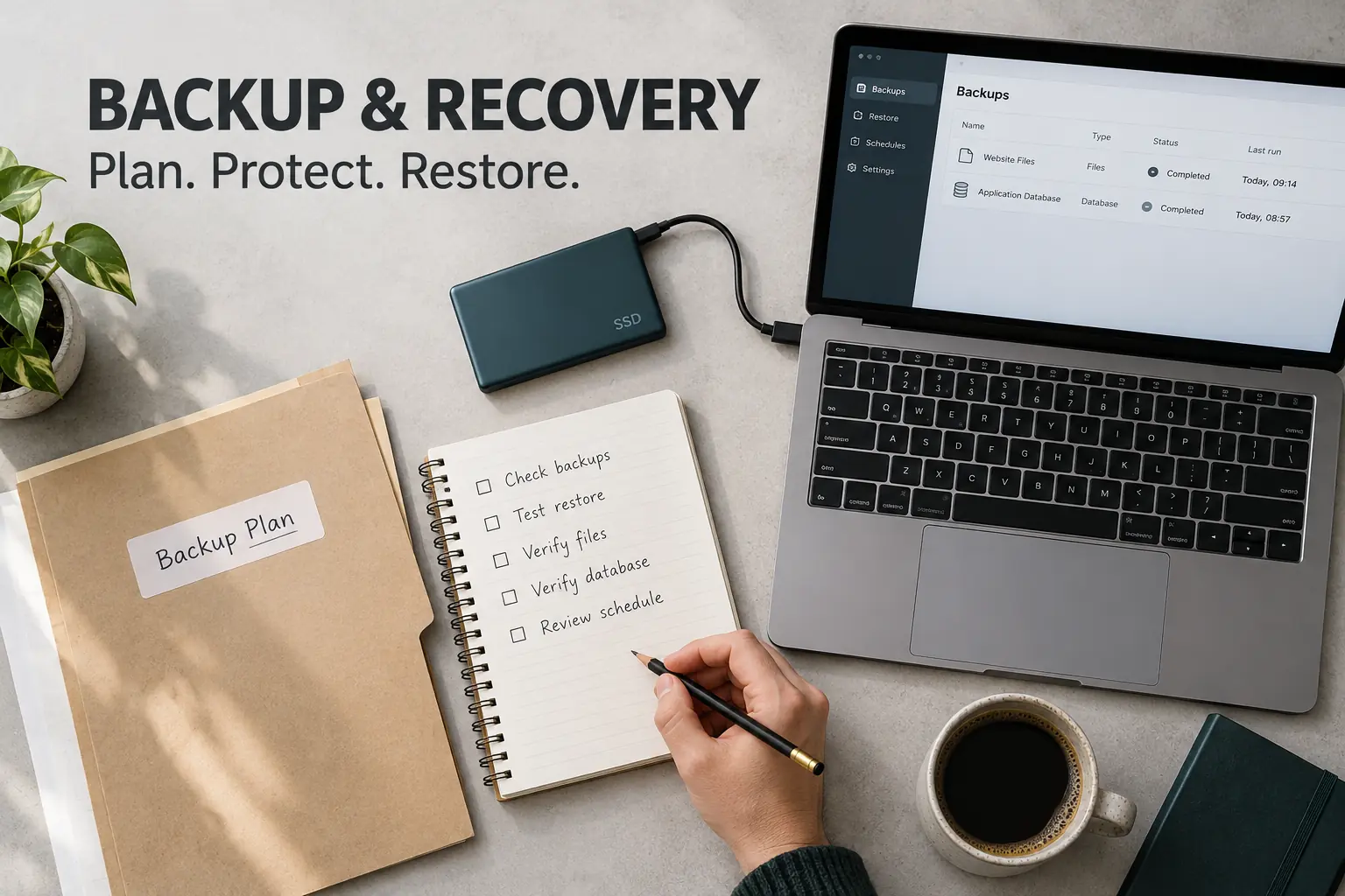 Backup & Recovery: Plan. Protect. Restore for website maintenance and management.